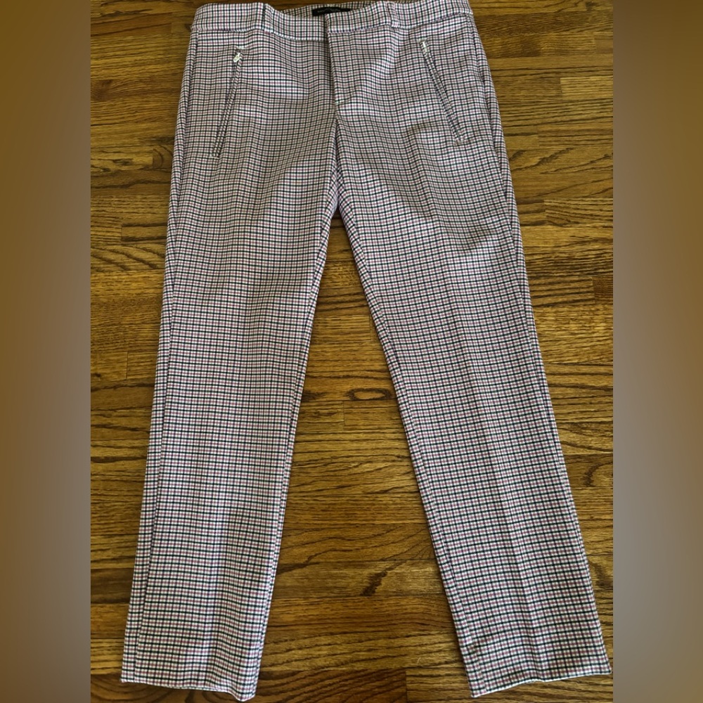 Banana Republic Blue,Tan and White  Checkered Straight Leg Pants
